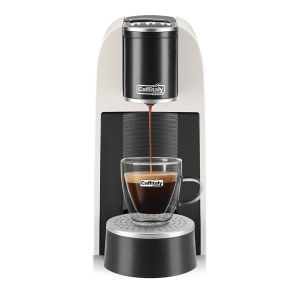 Caffitaly Arka macchina caffè a capsule colore bianca - vista frontale con espresso