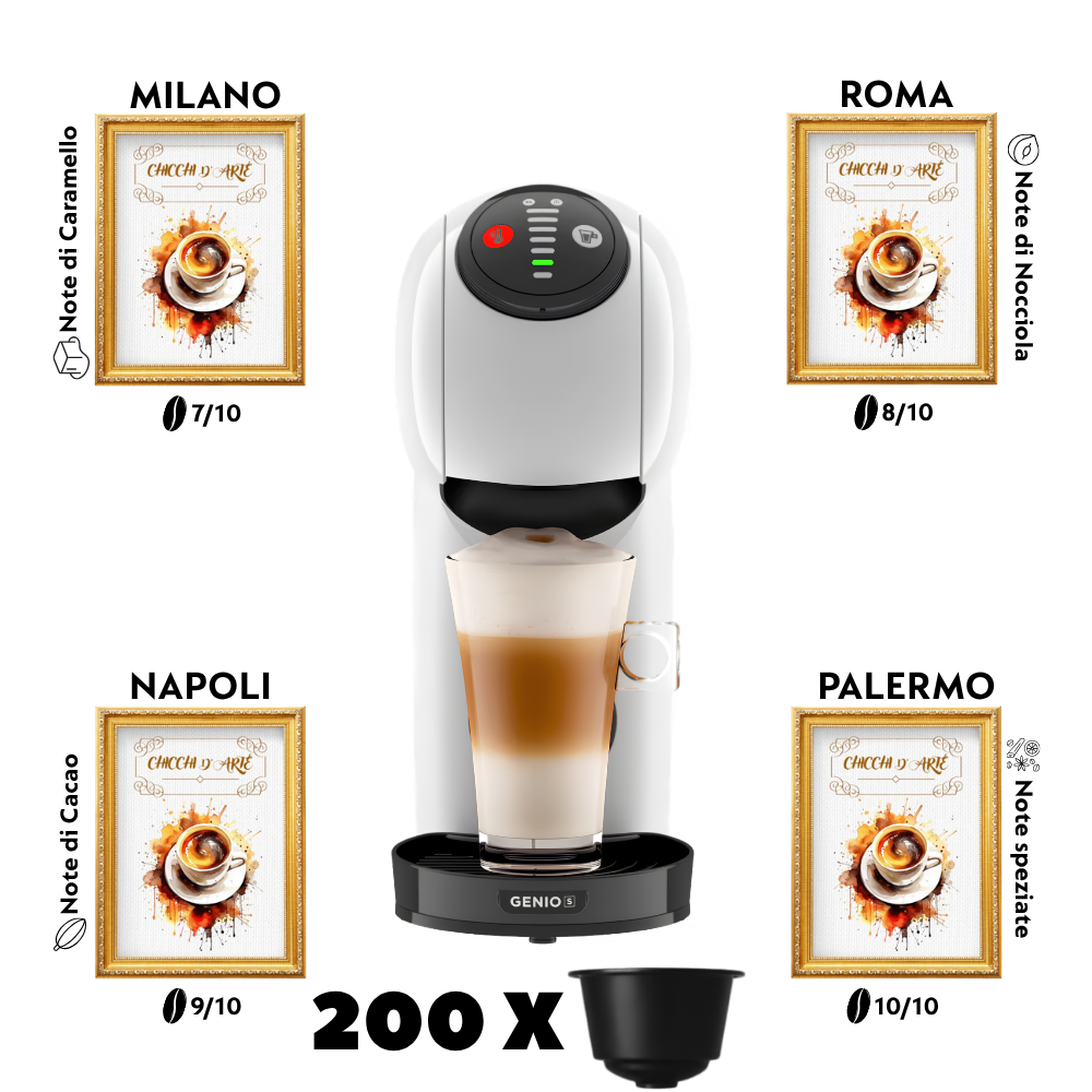 Bundle Genio S + 200 capsule Chicchi d'Arte compatibili Dolce Gusto